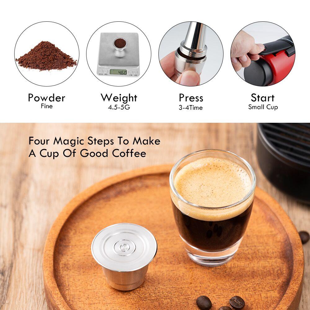 Capsula Caffè Ricaricabile Nespresso Pod Filtro Caffè Espresso in Acciaio Inossidabile con Pressino Capsula Riutilizzabile Articoli per Caffè
