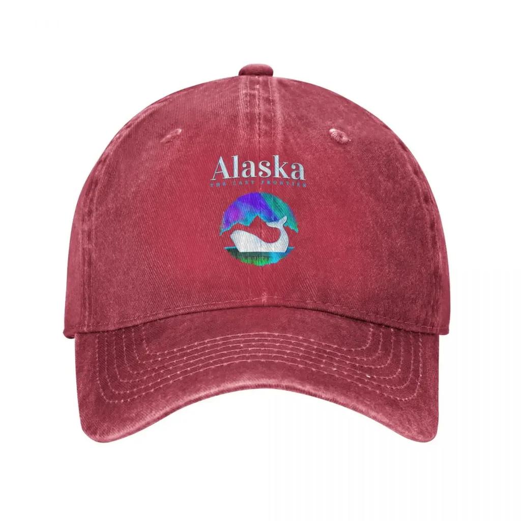 Alaska The Last Frontier Men Women Baseball Caps Funny Northern Light Distressed Washed Hat Vintage Outdoor All Seasons Snapback