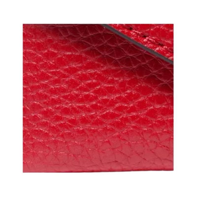 Michael Kors Stitched Flap Closure, Cow Leather Wallet, Women's Red