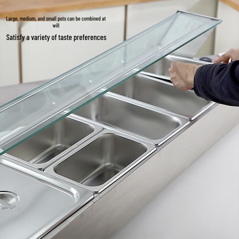 Stainless Steel Insulated Electric Bain Marie with Glass Cover and Temperature Control for Food Display and Warming
