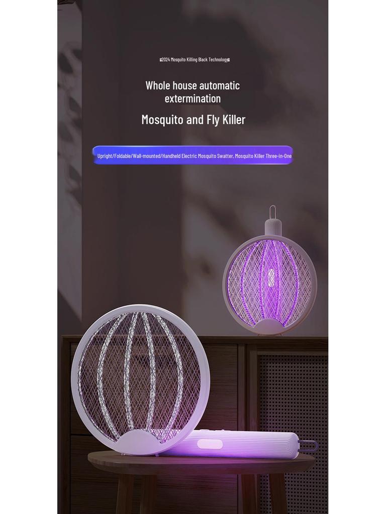 Rechargeable Foldable Electric Mosquito Swatter & Killer Lamp: Durable, Hangable Solution for Effective Pest Control