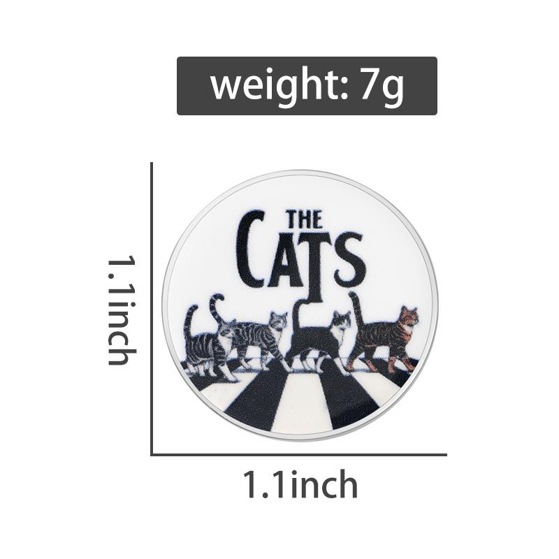 Cats Cosplay Band UV Printing Pins Vintage Rock & Roll Singer Brooches Lapel Badges Cartoon Animal Jewelry Gift for Kids Friends