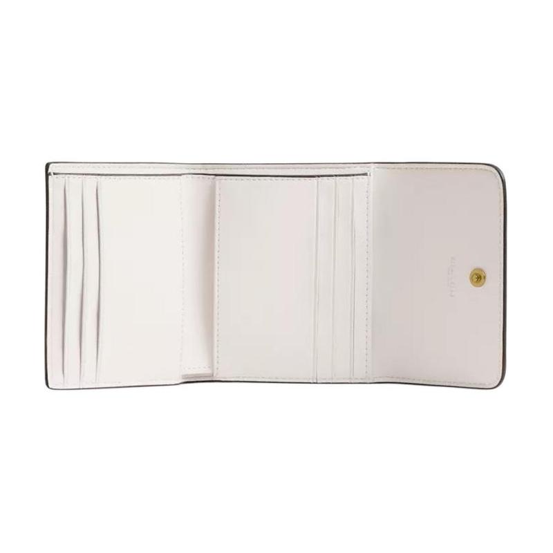 Coach 10 Brand Classic Logo Leather Wallet Regular Women Brass Chalk Brass Spelled Chalk