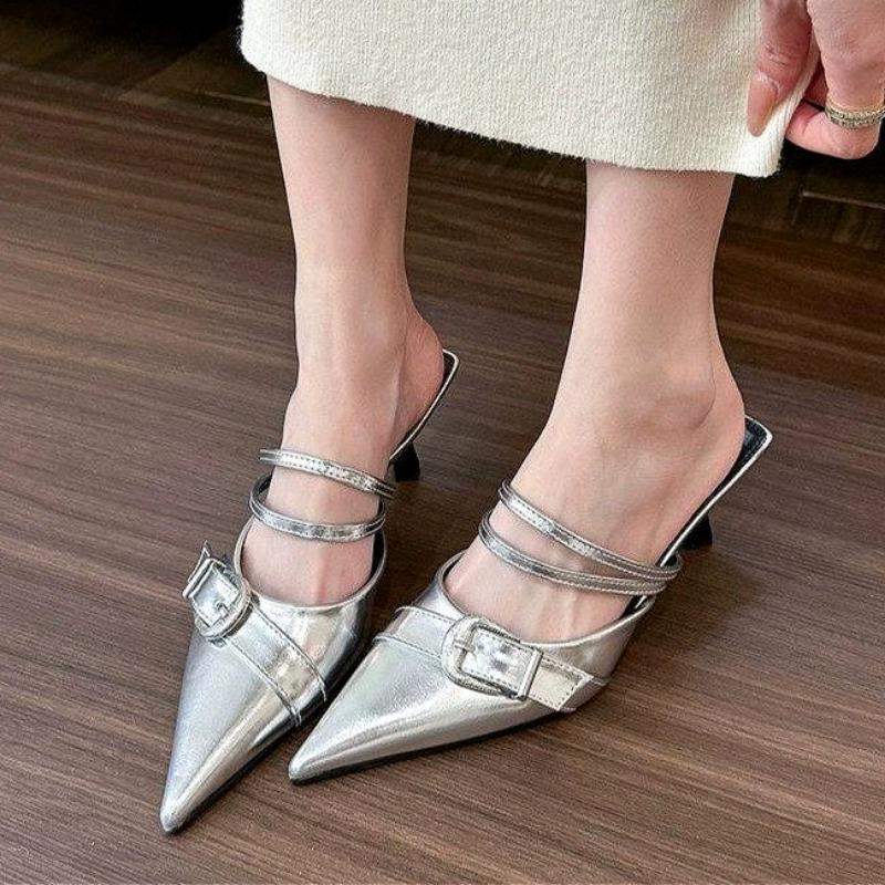 Fashion Pointed Toe High Heels Slippers Women Mules Shoes Summer Sandals Woman Flip Flops 2025 Elegant Dress Slides Party Pumps Mujer