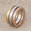 Personalisierter 12MM Glatter Dreifarbiger Abnehmbarer Edelstahlring für Damen