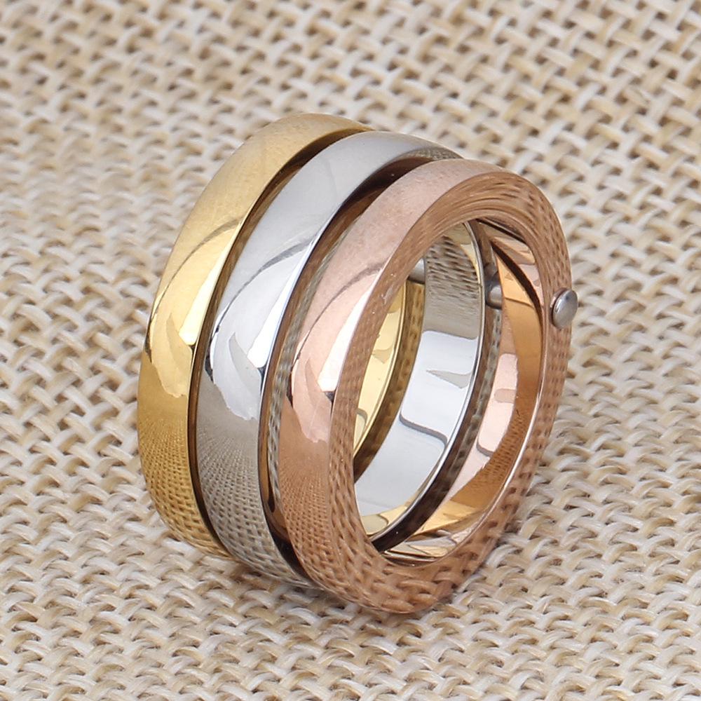 Personalisierter 12MM Glatter Dreifarbiger Abnehmbarer Edelstahlring für Damen