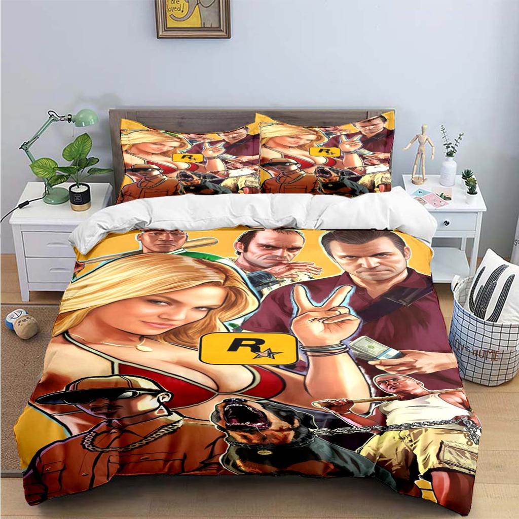 Fashion Classic Exciting Game G-GTA Print Bedding Sets Bed Supplies Set Duvet Cover Bed Comforter Set Bedding Set Luxury Gift