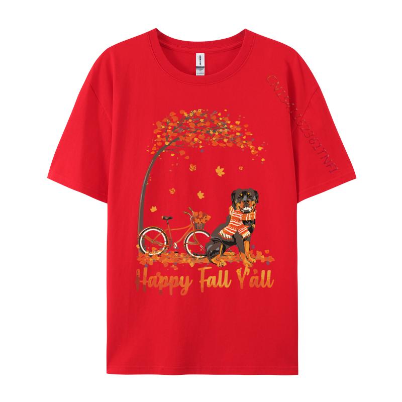 Rottweiler Dog Autumn Fall Pumpkin T-shirts Printed Regular T-shirt New Design Tee Tops Plain T Shirts Wholesale