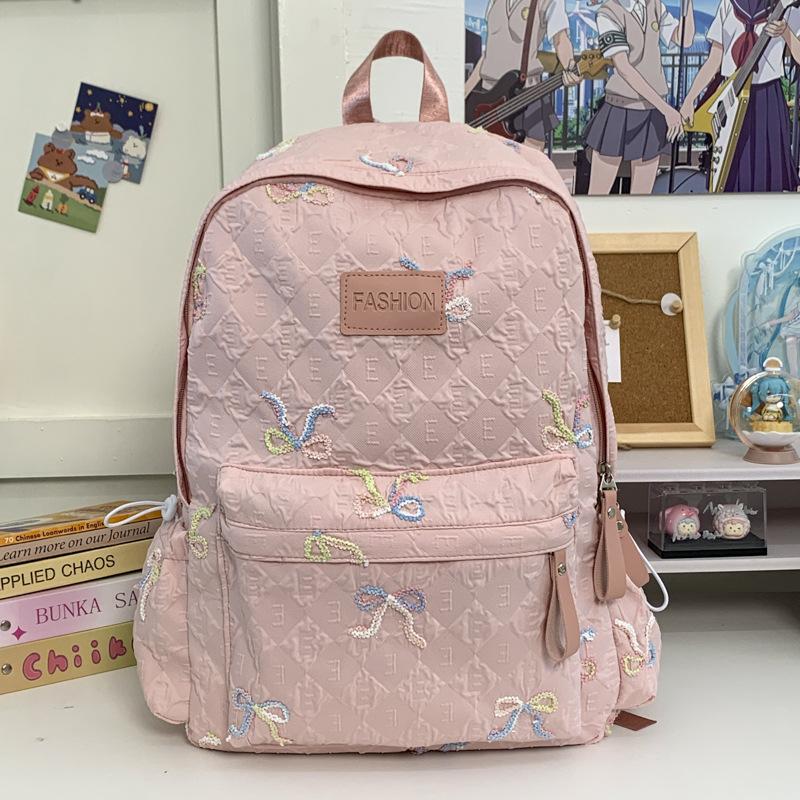 Schoolbag new Japanese ins high value fresh and sweet bow backpack junior high school students lightweight large capacity backpack