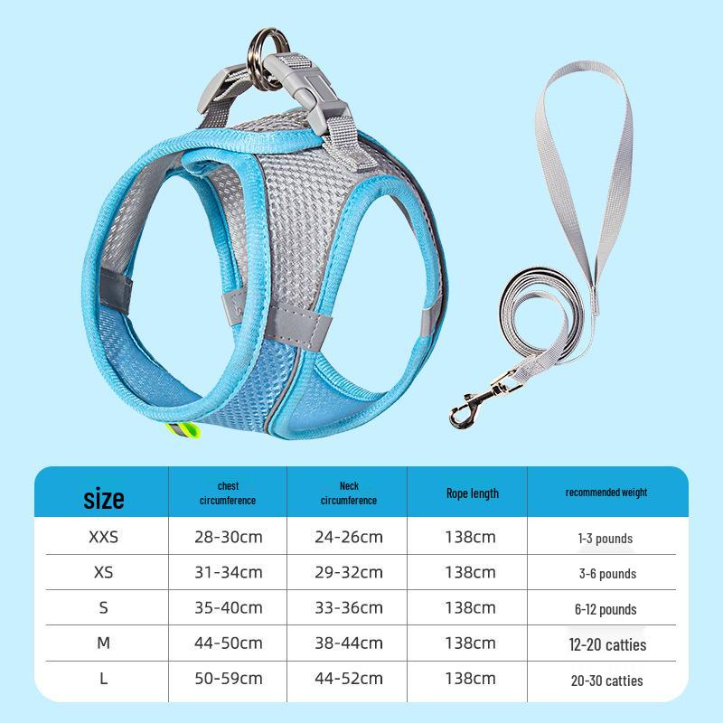 Reflective Anti-Escape Harness with Leash for Small Dogs & Cats