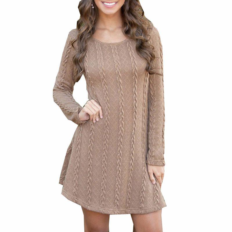 Stylish Women's Knitted Sweater Jumper Mini Dress For Cozy Winter And Autumn Wear