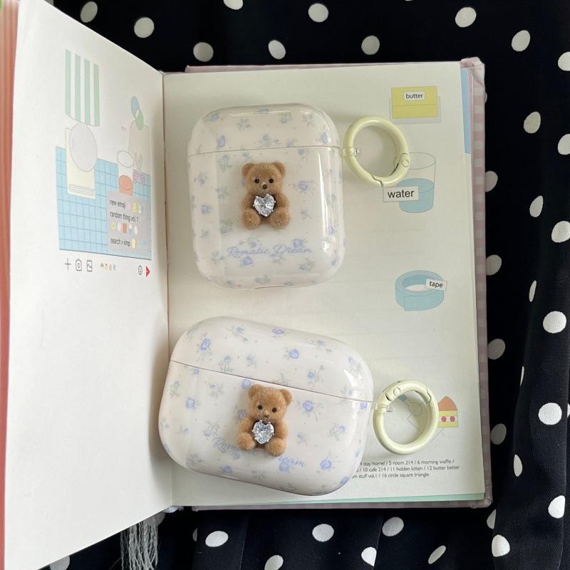 Cute floral bear AirPods 1 generation earphone case for apple earphones AirPods 1 generation pro1
