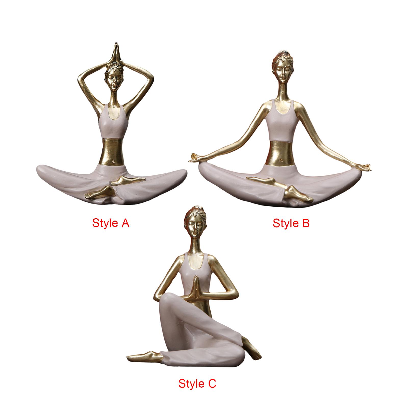 

Yoga Statues Figurines Resin Crafts Ornament Yoga Girl Statue Yoga Sculpture for Desk Living Room Office Yoga Studio Shelf Style A
