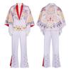Movie Presley Cosplay Costume Diamond Rock Singer Cosplay Adult Children White Printed Jumpsuit Suits Halloween Costume