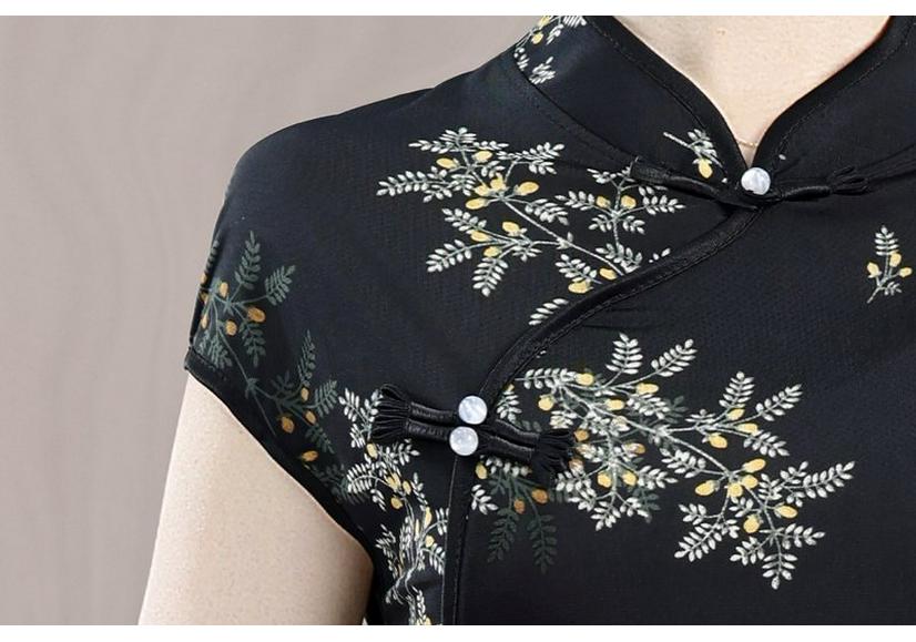 Elegant Black Qipao 2026 Summer Dress for Casual Gatherings
