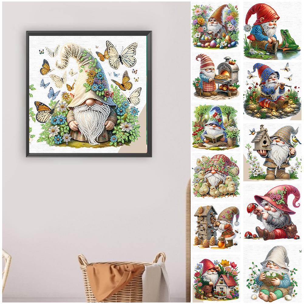 Easter Garden Gnome Decor Home Decoration Art Handmade Craft 5D DIY Partial Special Shaped Drill Diamond Painting Kit 30*30CM