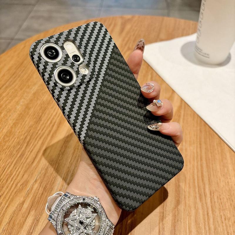 Applicable To OPPOReno11 Mobile Phone Case Pro Carbon Fiber Pattern Ultra-thin Skin Contrast Color FindX1Ultra Case