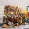 1PC Desert Mountain  Print FlAannel Blanket, High Quality Comfortable for All Seasons, Home Decor, Warmth and Comfort