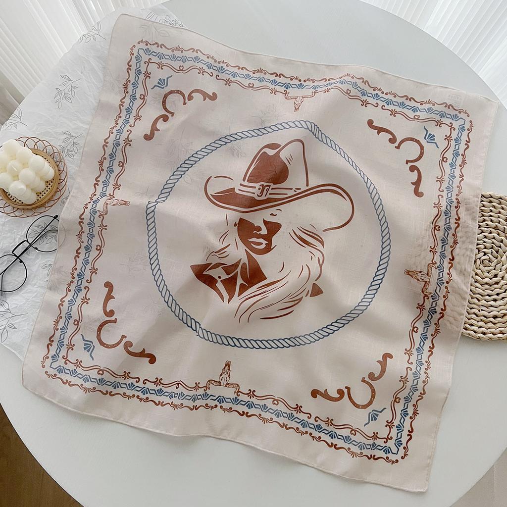 Foreign Style Versatile 58 Cotton And Linen Small Square Scarf Silk Scarf Women'S Spring And Summer Headband Scarf Decoration