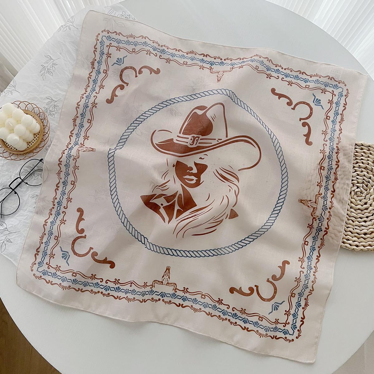 

Универсальный маленький квадратный шарф из хлопка и льна в иностранном стиле, шелковый шарф, женский весенне-летний шарф-повязка на голову, украшение 58-58cm