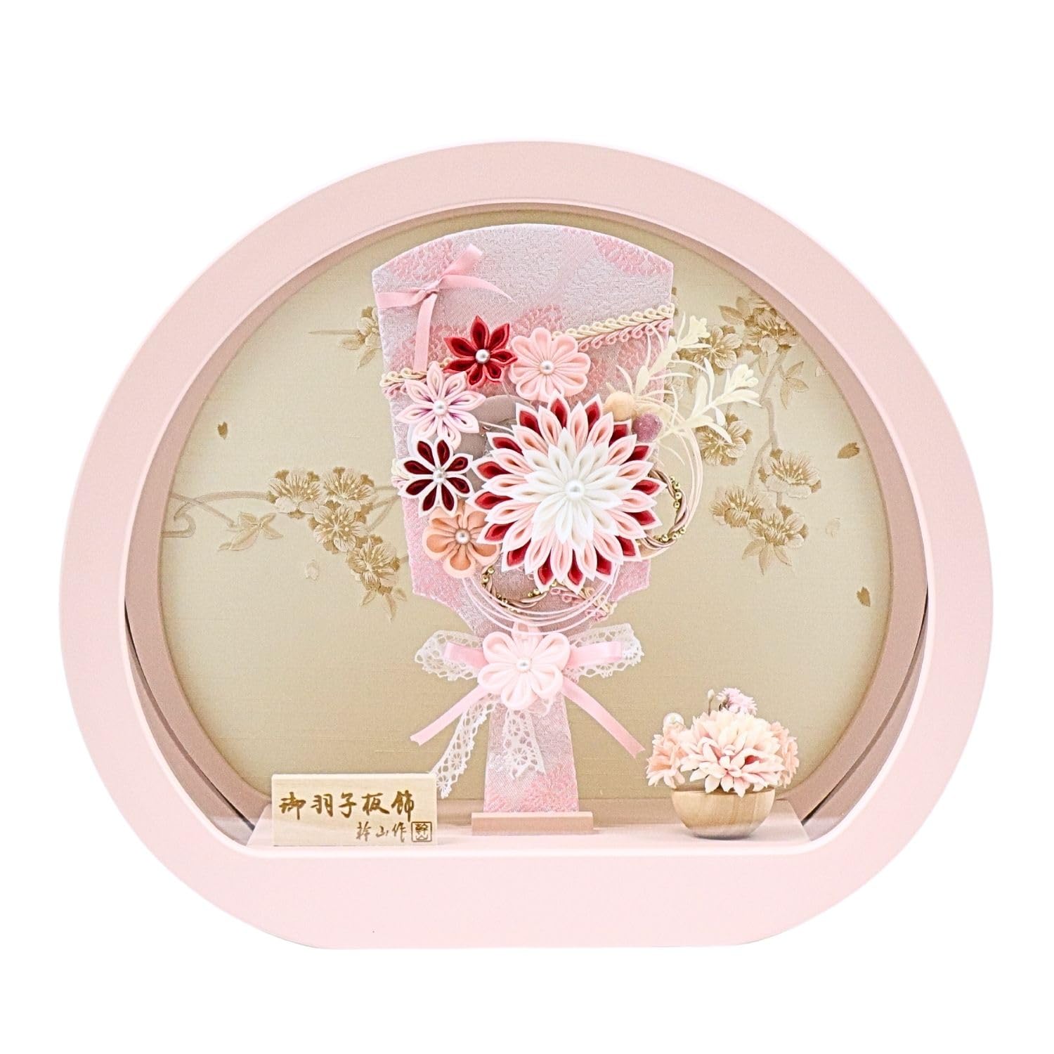 

Round Peach Acrylic Hagoita Case Tsumami Zaiku Y2612 Decoration, рожевий