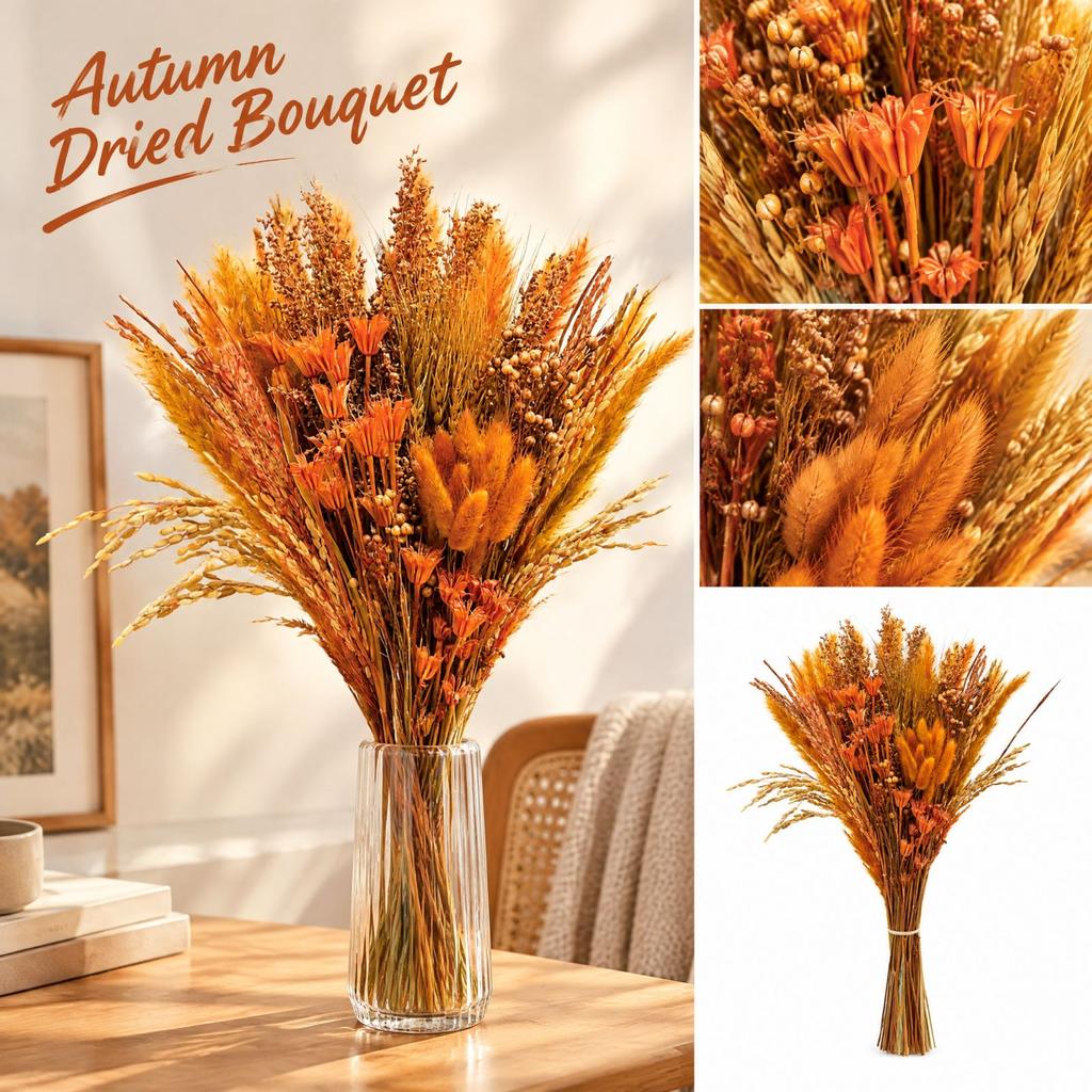 Natural Dried Flower Bouquet Mixed Floral Arrangement for Living Room Home Decor and Gifts