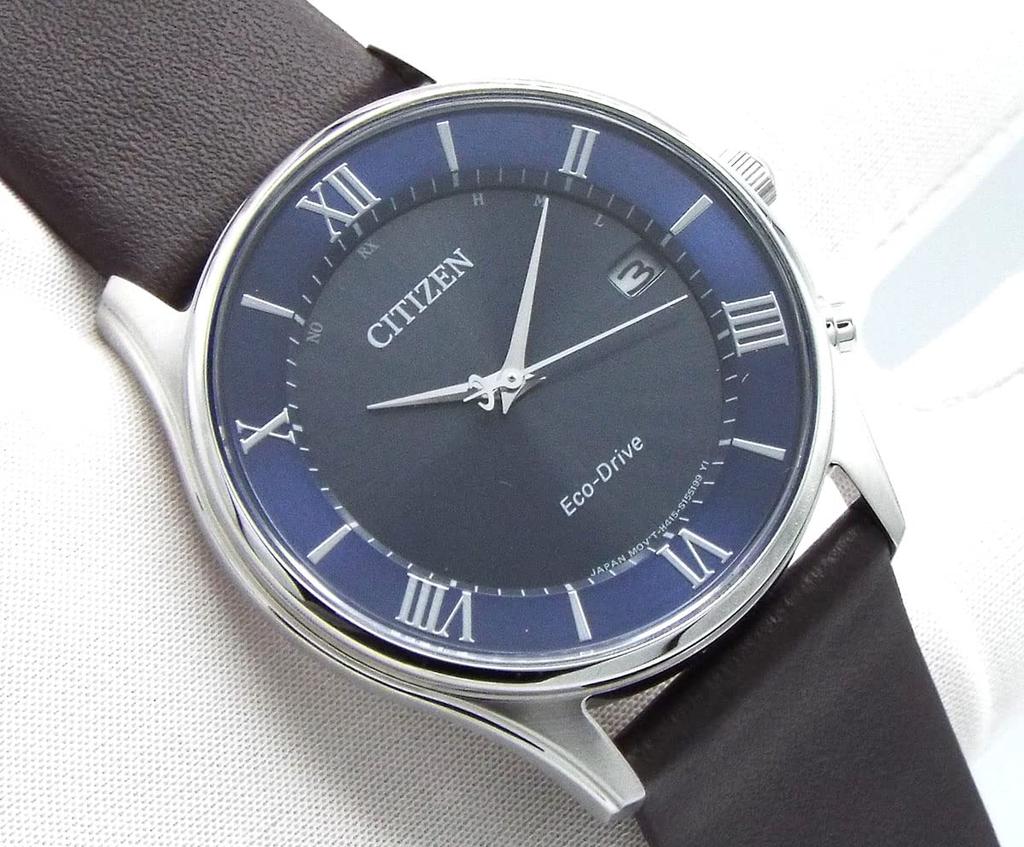 Citizen Eco-Drive Radio-Controlled Watch AS1060 Men Solar Powered Genuine Leather Strap Replacement Strap Included Blue