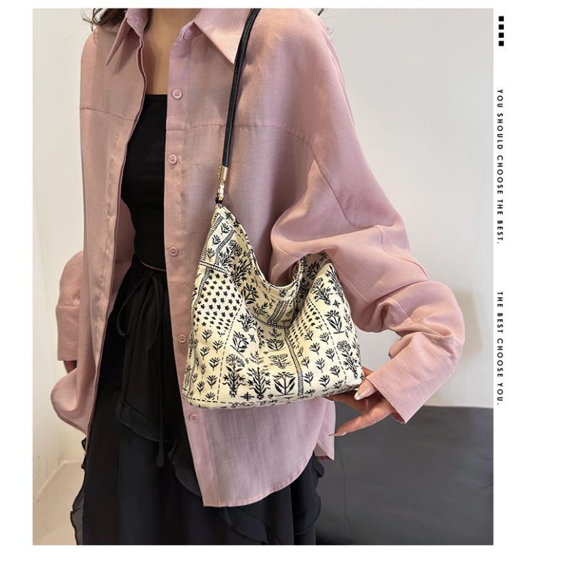 Tooxika New Large Capacity Floral Fabric Handbag New Chinese Style All-match Simple Fashion Small Fresh Shoulder Bag