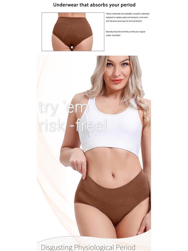 European Size Leak-proof High-waist Period Underwear - Breathable Mesh, Absorbent, Front and Back Protection