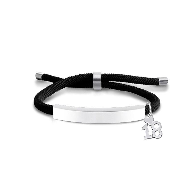 Multi-color Engravable Stainless Steel Bracelet with Number 16 Charm