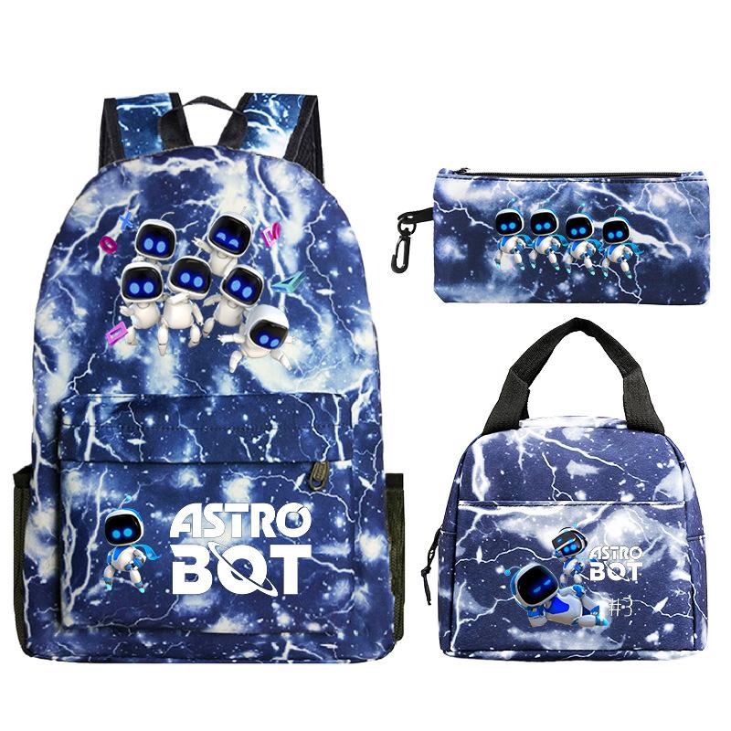 Game Astro bot peripheral printing fashion primary and secondary school students schoolbag three-piece set multi-function large capacity