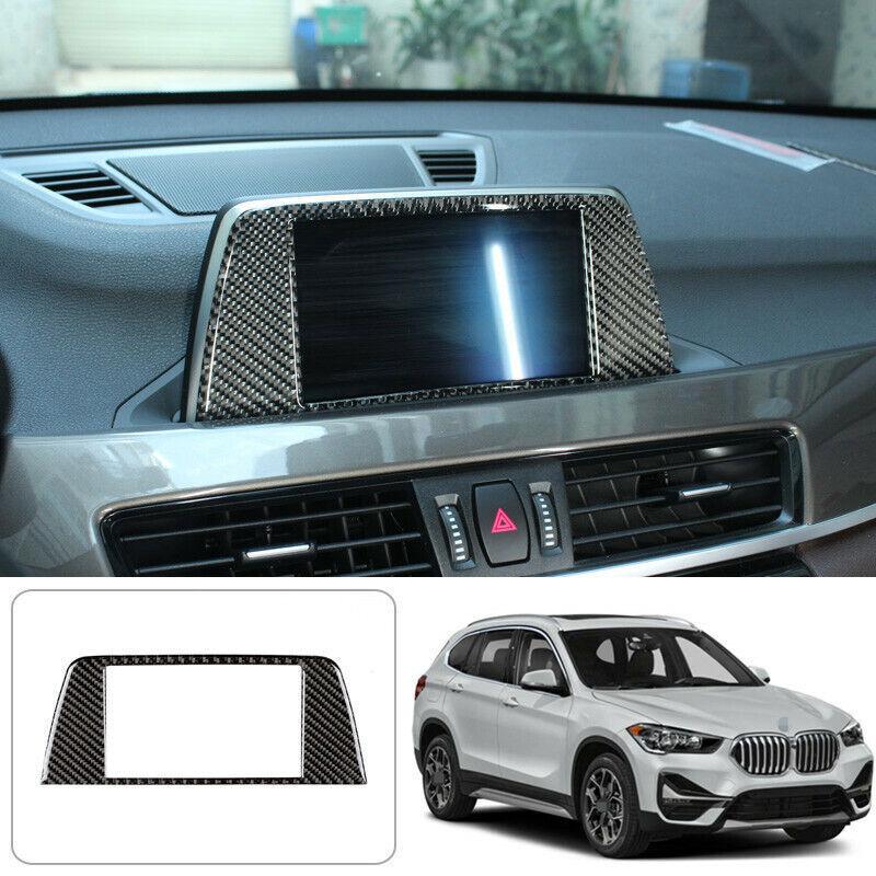 For BMW X1 2016- F48 real carbon fiber console Navigation panel cover trim