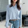 Retro Minimalist Solid Color Long Sleeved Shirt for Women In Spring Autumn Professional Polo Collar Loose Versatile Shirt Blouses & Shirts