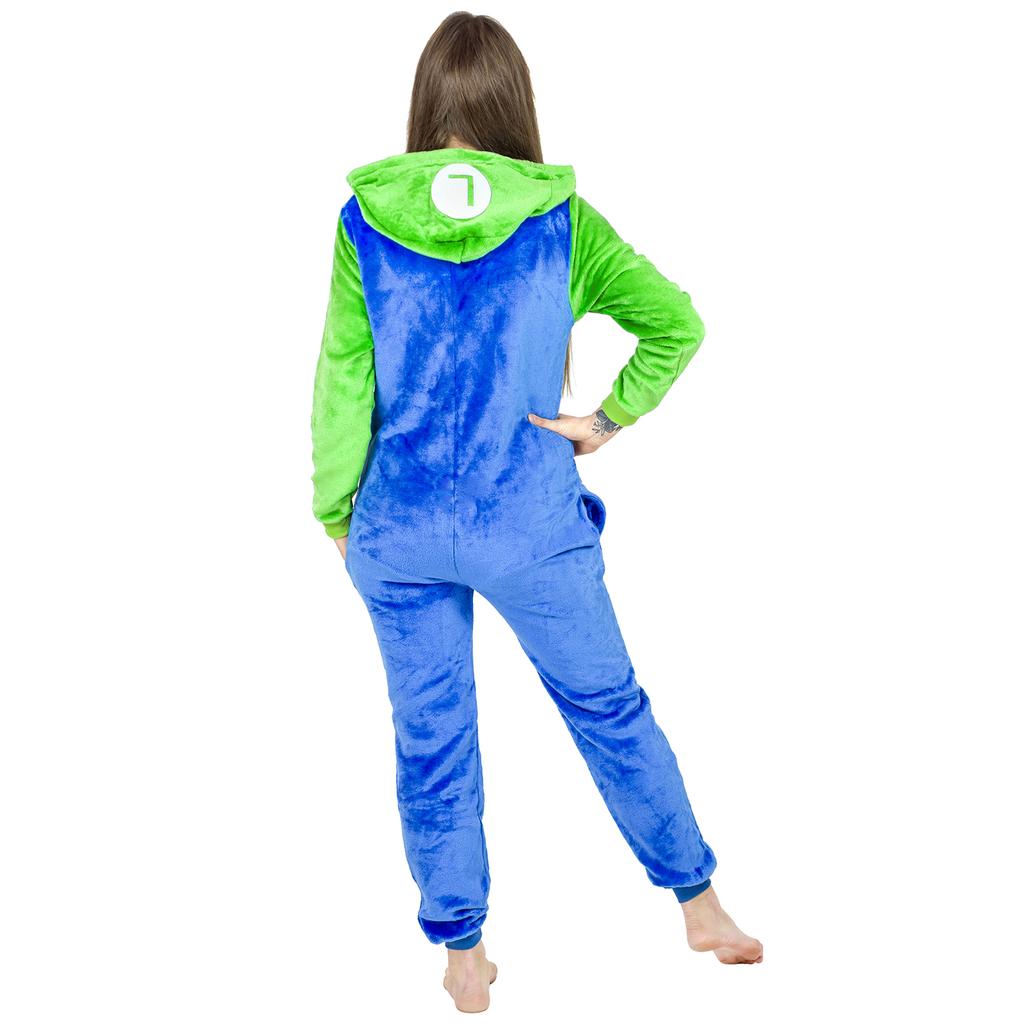 Kigurumi Luigi Mario Pigiami Tuta Intera Costume Adulto M Costume Luigi Mario Onesie - S