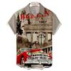 Men Clothing Hawaiian Vacation Beach Shirt Lapel Blouse Summer Casual Clothes Tops Chemise