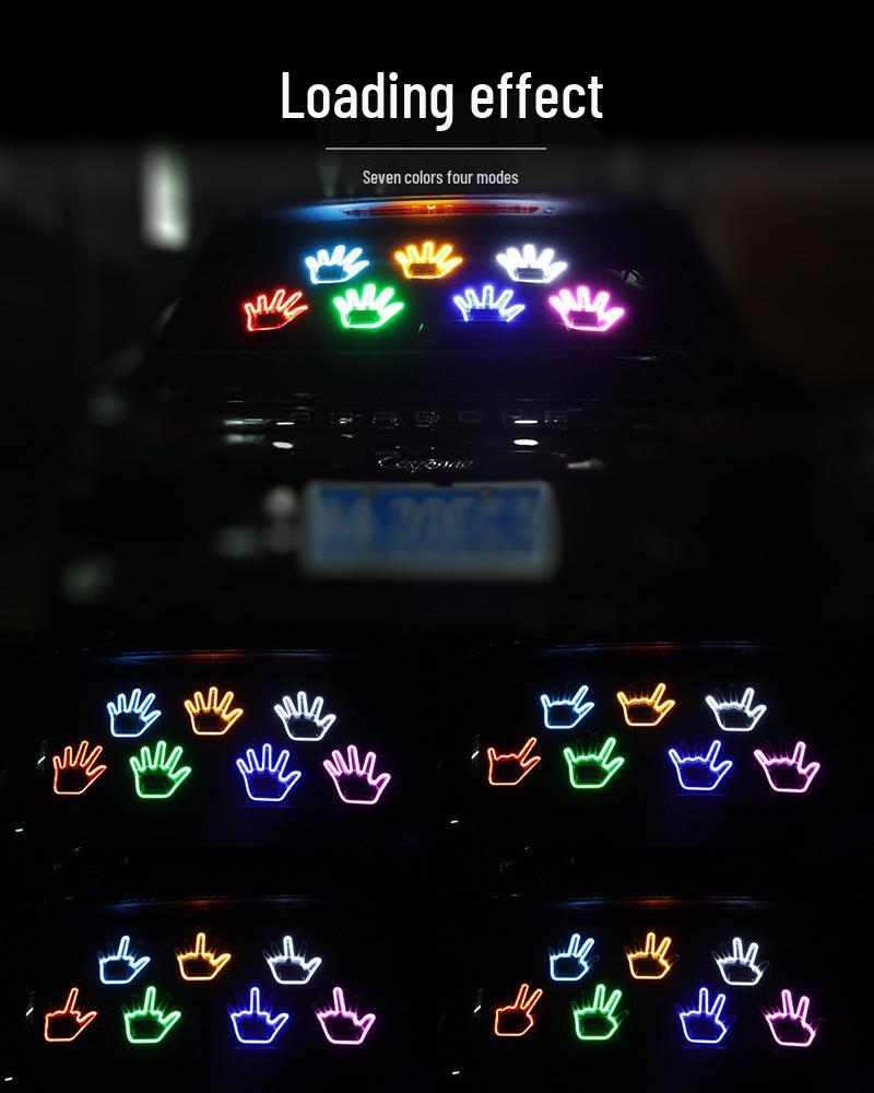 Car LED Multicolor Gesture Light: Seven-Color Glowing Palm Warning & Atmosphere Decoration