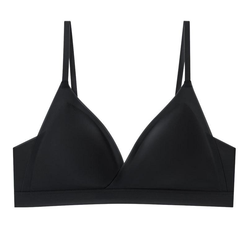 Spring and Summer New French Silk Underwear, Triangle Cup Thin Bra, Seamless Chest Pad Mulberry Silk Bra
