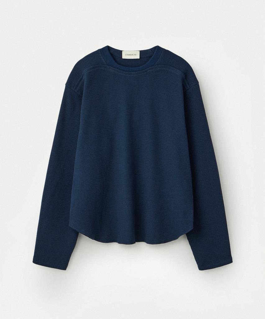 Umamung Pure Cotton Waffle Cropped Pullover_Midnight