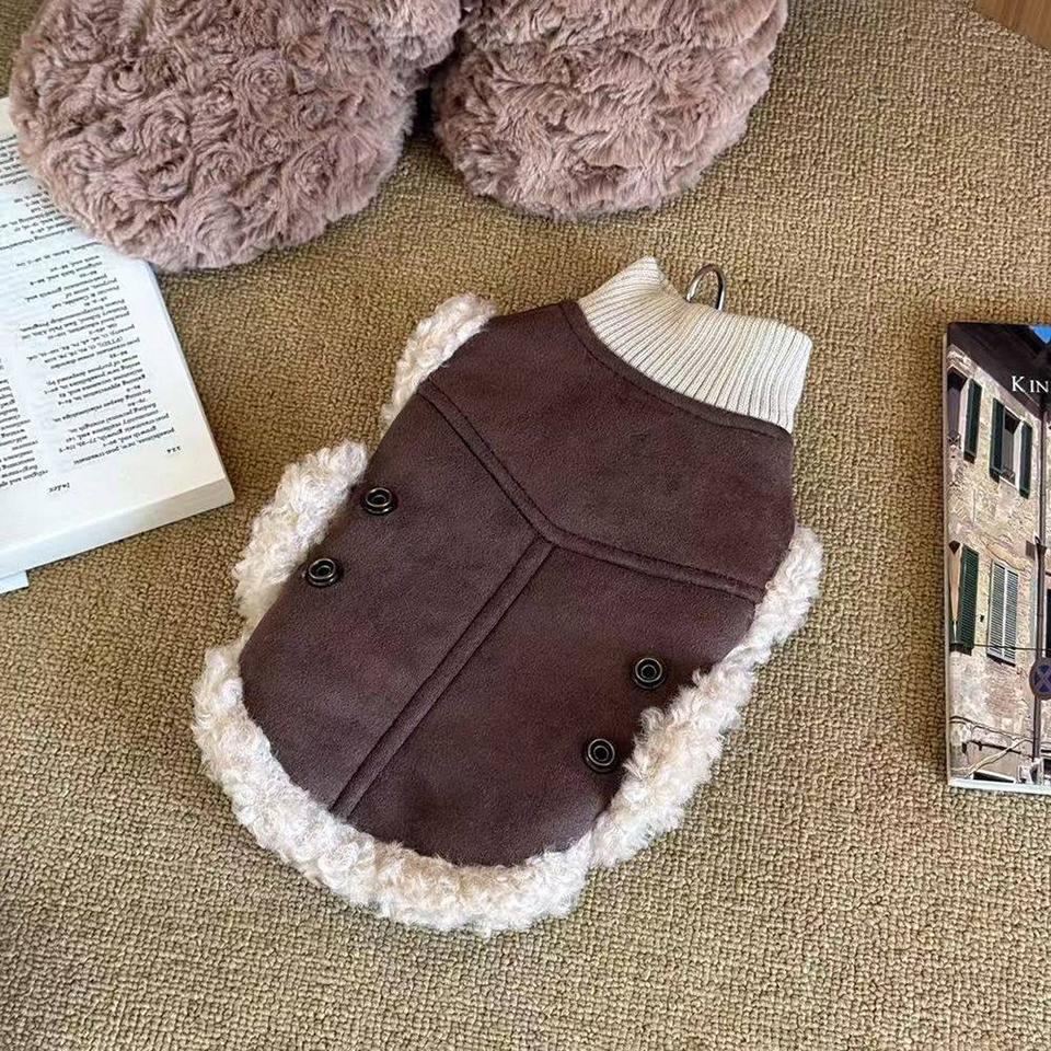 Thickened Pet Clothing Warm Pet Waistcoat Solid-coloured Dog Coat Maltese Casual Sleeveless Garment Pet Supplies