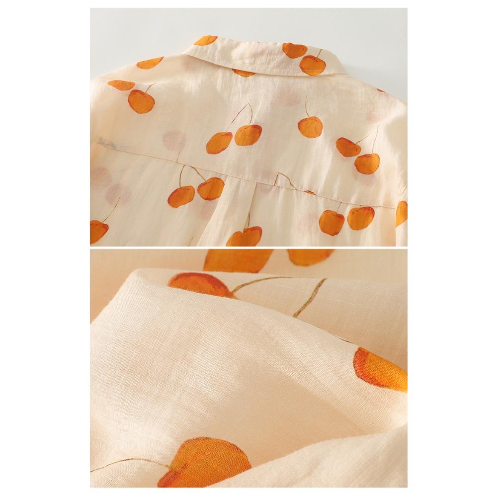 Dimanaf 2025 Casual Blouse Women Long Sleeve Linen Vintage Blouses Shirts Thin Tops Tees Loose Floral Tees