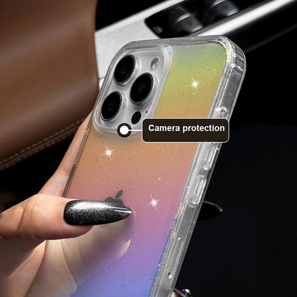 Gradient Laser Bling Glitter Case For For Iphone 17 Air 16 1 14 13 12 11 Pro Max Plus 16E Shinning Transparent Acrylic Cover
