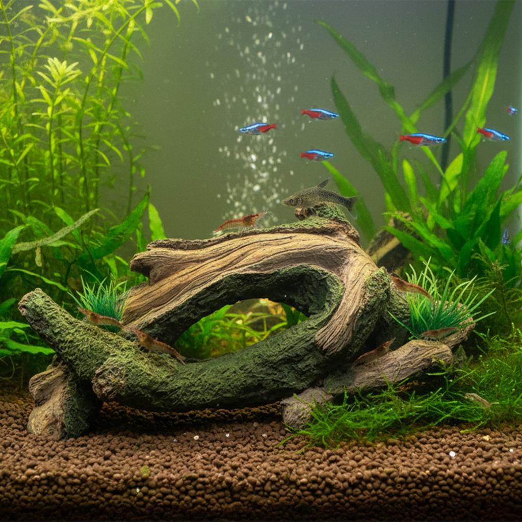 Aquarium Driftwood Tree Root Hideout for Fish & Shrimp, Natural Durable & Corrosion Resistant, Suitable for Freshwater & Saltwater Tanks