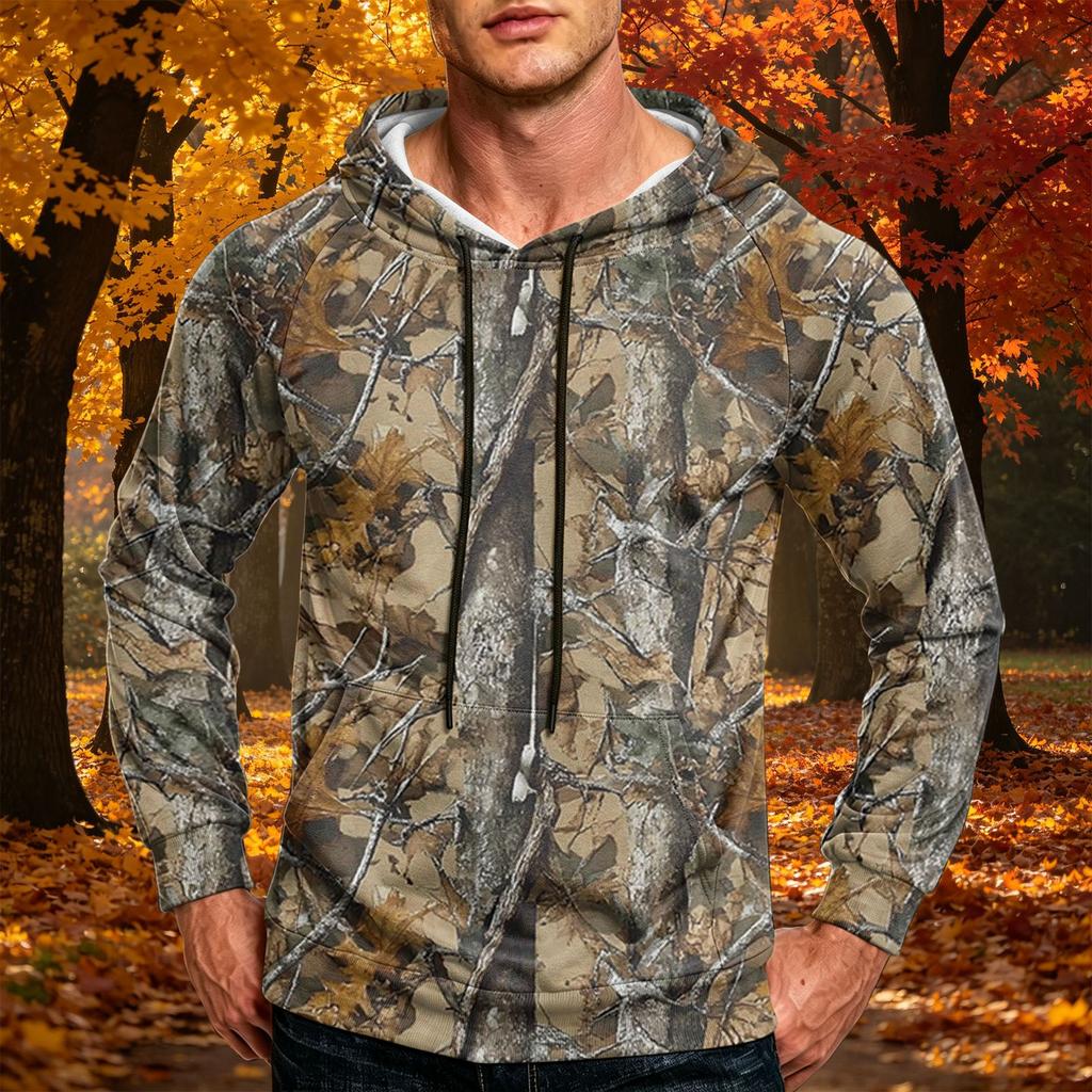 Men's Printed Loose Fit Hoodie with Pocket and Drawstring Casual Sweatshirt