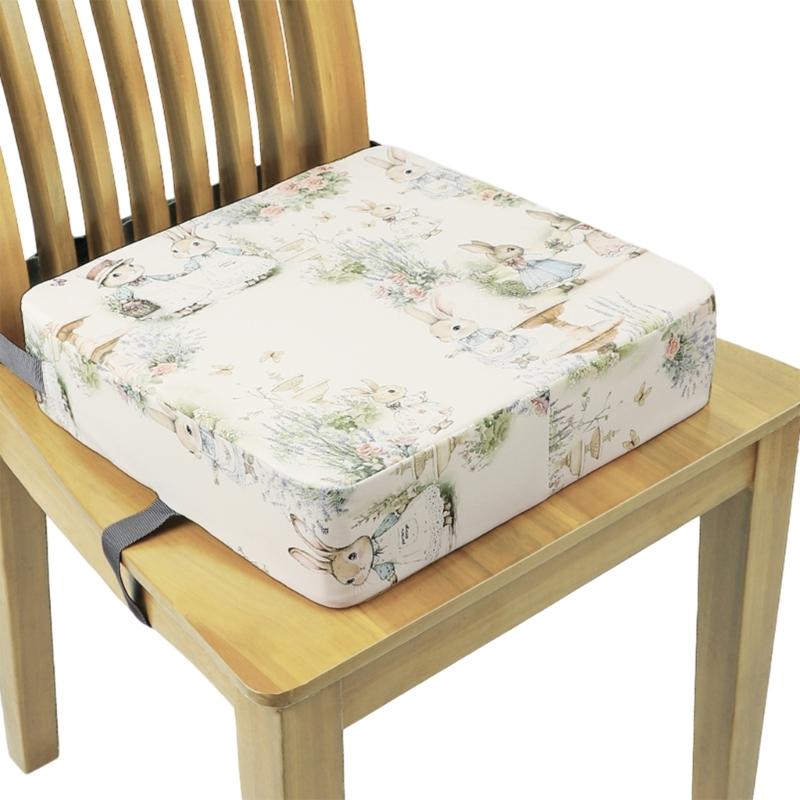 Booster Seat for Dining Table Printed Pattern Kids Booster Seat with Safety Buckles Anti-Slip Bottom Heightening Cushion