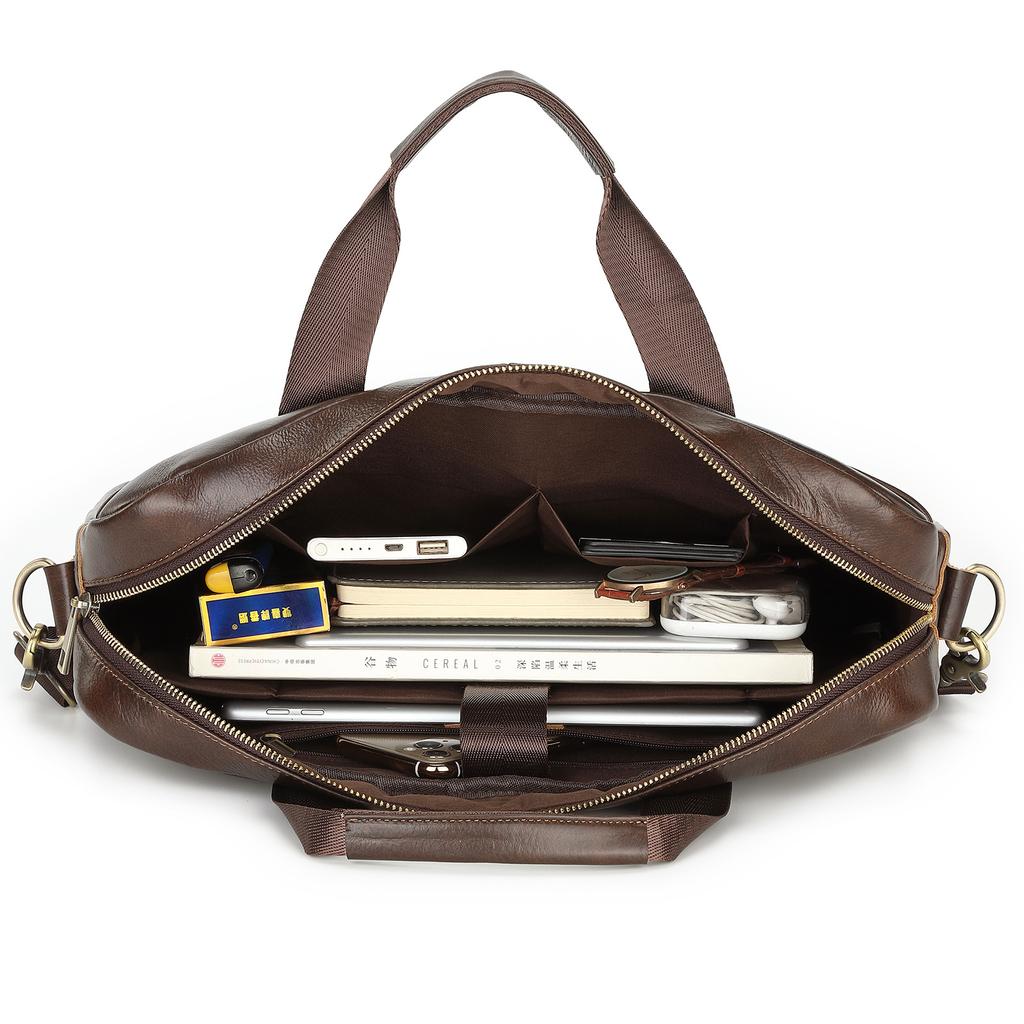 Business Casual Herren Aktentasche First Layer Rindsleder Laptoptasche Herren Schulter Messenger Bag