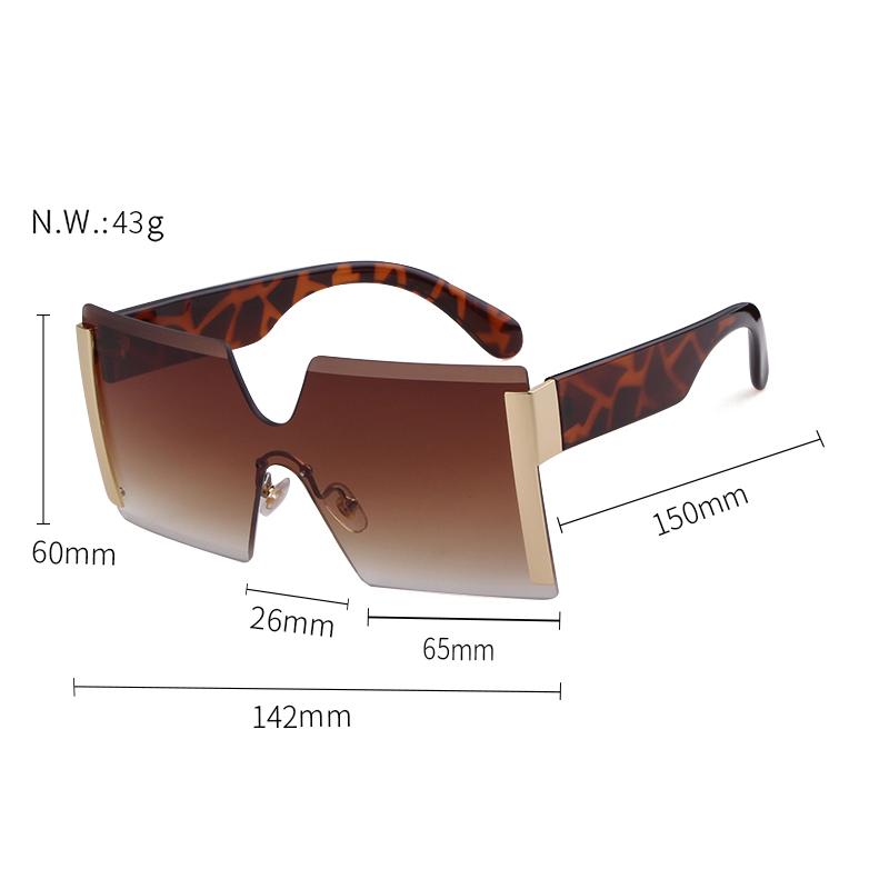 Fashion Gradient Square Rimless Sunglasses for Women Men Designer Trendy Blue Lens Oversize Sun Glasses UV S61G