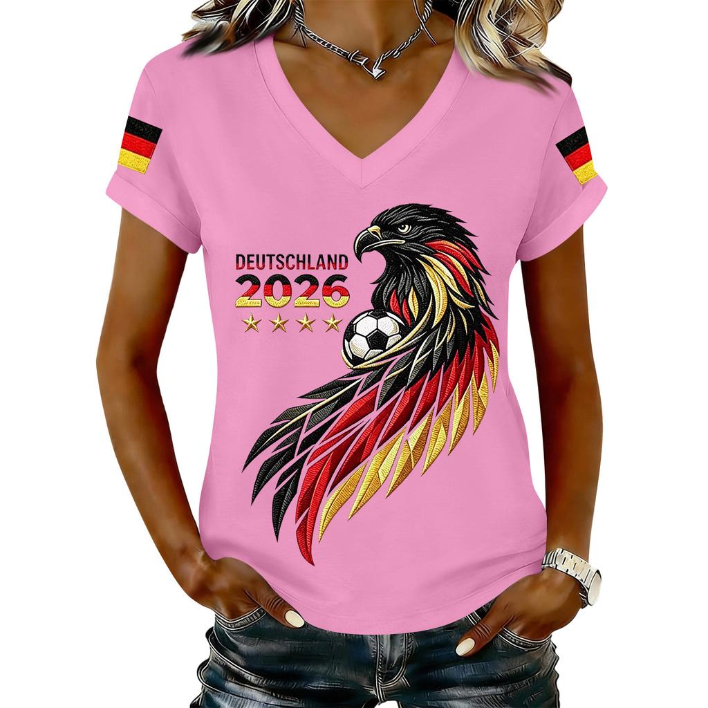 Womens Casual V Neck T Shirt Short Sleeve Letter Print Top Lightweight Soft Fabric Comfortable Fit Stylish Design