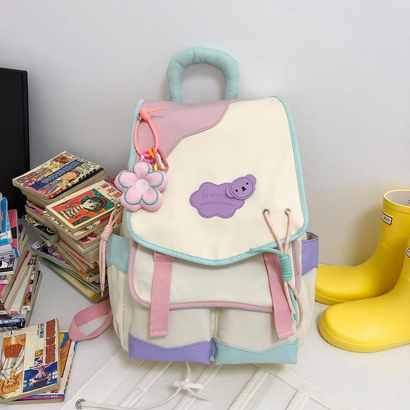 Backpack New Large-capacity High School Students Cute Backpack Contrasting Color Primary School Backpack