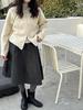 Lu Xi Women's Korean Semi-Elastic Wool A-Line High-Waisted Umbrella Skirt - Autumn/Winter Bud Shape