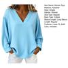 Damen Oberteile V-Ausschnitt Langarm Locker Geschnittene Pullover Tops Einfarbig Lässige Bluse Arbeits- Party- Date-Kleidung